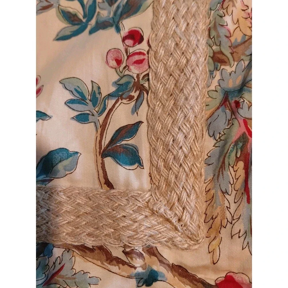 Ralph Lauren Tangier TWO Shams Jute Trim Tan Floral Design 23